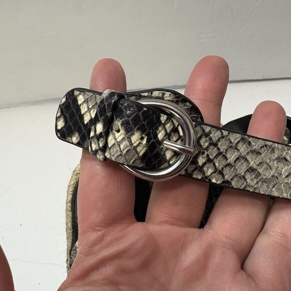 Marc Fisher Women’s Abacia 2 Espadrille Wedge Sandals Black Snake Leather 7.5 - Picture 6 of 10